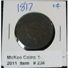 Image 1 : 236. 1817 U.S. Large Cent. AG-3.