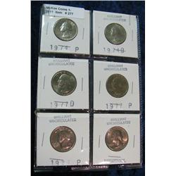 277. Page of 6 carded Gem BU Quarters 1974-81P.