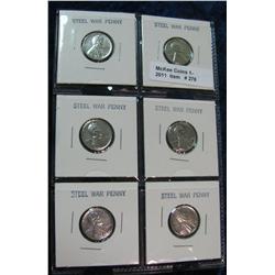 278. Page of 6 carded 1943 P U.S. WW II Steel Cents.