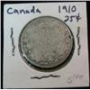 Image 1 : 423. 1910 Canada Quarter. VG-8.