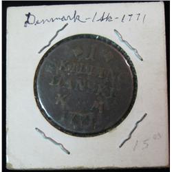 460. 1771 Denmark 1-Skilling VG.