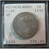 Image 1 : 462. 1892 Netherlands Silver 1-Gulden. VF.