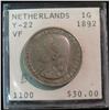 Image 2 : 462. 1892 Netherlands Silver 1-Gulden. VF.