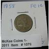 Image 1 : 1076. 1858 Small Letters Flying Eagle Cent. VG-8.