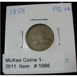 1086. 1858 Large Letters Flying Eagle Cent. F-12.