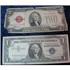Image 1 : 1291. Series 1957A 1-Dollar & 28D $2. US Note. F, AU.