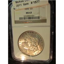 1577. 1898 P U.S. Morgan Silver Dollar. NGC slabbed MS 63.