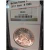 Image 1 : 1583. 1904 O U.S. Morgan Silver Dollar. NGC slabbed MS 63.