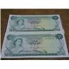 Image 1 : 2-1974 BAHAMAS DOLLARS (CONSECUTIVE SERIAL #'S)