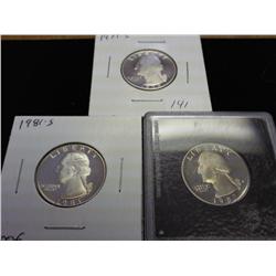 1979-S, 81-S & 87-S WASHINGTON QUARTERS (PROOF)