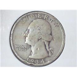 1934 WASHINGTON SILVER QUARTER