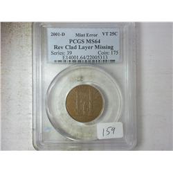 ERROR 2001-D VERMONT QUARTER PCGS MS64