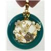 Image 3 : Jade & Pearl Pendant with Delicate Floral Detail