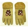 Floral beaded leather gloves