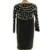 Vintage black velvet dress decorate to front with