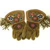 Early pair floral beaded leather gauntlets