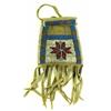 Image 1 : Beaded and leather fringed small flap bag