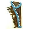 Fringed and beaded leather flap holster