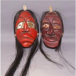 TWO MINI IROQUOIS MASKS