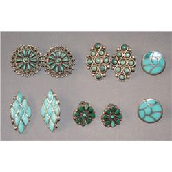 FIVE PAIRS OF NAVAJO/HOPI EARRINGS