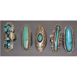 5 NAVAJO STERLING RINGS