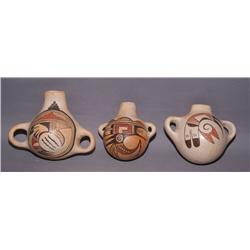 3 HOPI POTTERY CANTEENS