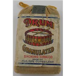 Drum Granulated Tobacco Pouch with Unbroken Tax Stamp