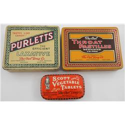 3 Different Owl Drug Tins