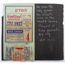World Series Admission Ticket - 1937