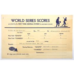 World Series Scores Card