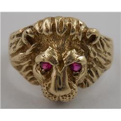 10k Lion Head Gold Ring - Estate Jewelry