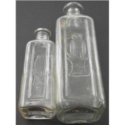 Pair of Two Winged Square Owl Drug Bottles