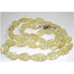 115ct Hand Carved Lemon Citrine Beads Necklace (JEW-1808)