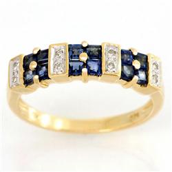 1.36ct Bl Sapphire Genuine Diamond Ring 9k Gold (JEW-9469X)