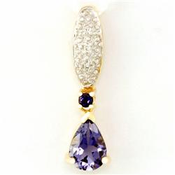 .93ct Natural Iolite Diamond 9k Gold Pendant (JEW-9270X)
