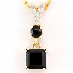 .87ct Black Sapphire Diamond 9k Gold Pendant (JEW-9300X)