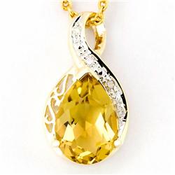 2.44ct Champagne Quartz Diamond 9k Gold Pendant (JEW-9266X)