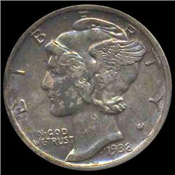1938D Mercury Dime Choice MS63 FB ERROR (COI-8376)
