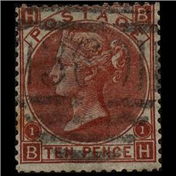 1867 RARE GB 10p Deep Red Brown Used Stamp  (STM-1291)