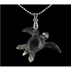 18k WG Plated Mother of Pearl Turtle Necklace (JEW-1969)