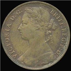 1879 British Victoria Penny XF+ Obverse Variety (COI-7230)