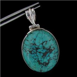 51ctw Genuine Turquoise Silver Pendant (JEW-2448)