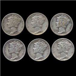 1935D Mercury Dimes Hi Grade Lot of 5 (COI-8454)