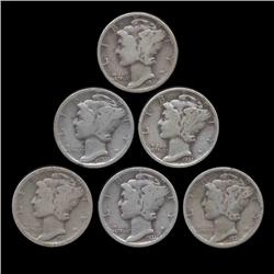 1931P/D Mercury Dimes Better Grade Lot of 6 (COI-8463)