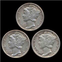 1939P/D/S Mercury Dimes Hi Grade Set of 3 (COI-8489)