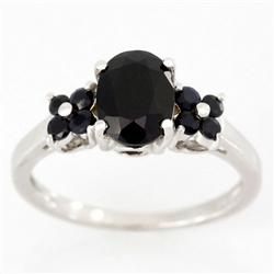 2.20ct Natural Black Sapphire 9k Wht Gold Ring (JEW-9407X)
