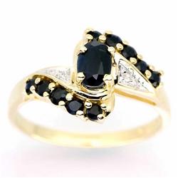 1.27ct Black Sapphire Diamond 9k Yel Gold Ring (JEW-9468X)