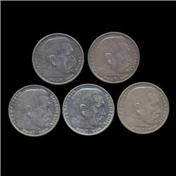 1935A/D/ Nazi Germany 5 Mark Hi Grade 5 Pcs (COI-8201)