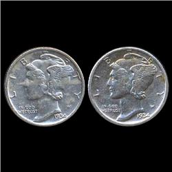 1934P/D Mercury Dimes Better Grade Lot of 2 (COI-8482)
