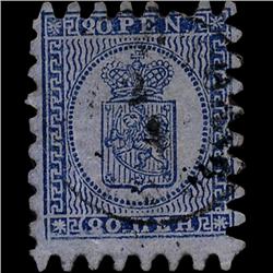 1866 RARE Finland 20p Type 2 Blue Used Stamp (STM-1307)